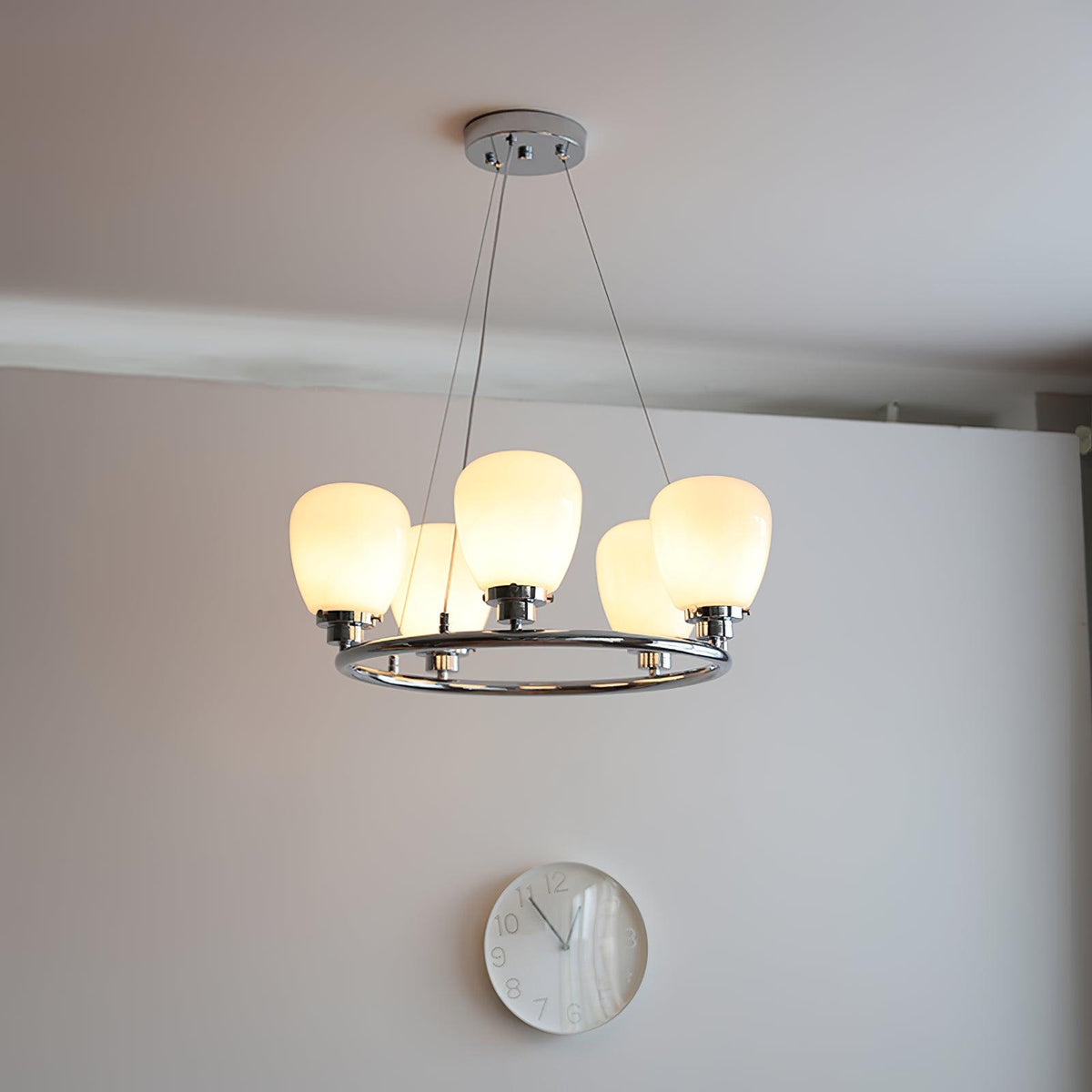 Werner Modern Chrome and Glass Chandelier for Dining Room and Living Room
