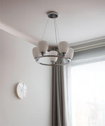 Werner Modern Chrome and Glass Chandelier for Dining Room and Living Room