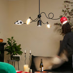 WhimsiLoop Sculptural Chandelier with Mixed Glass Shades