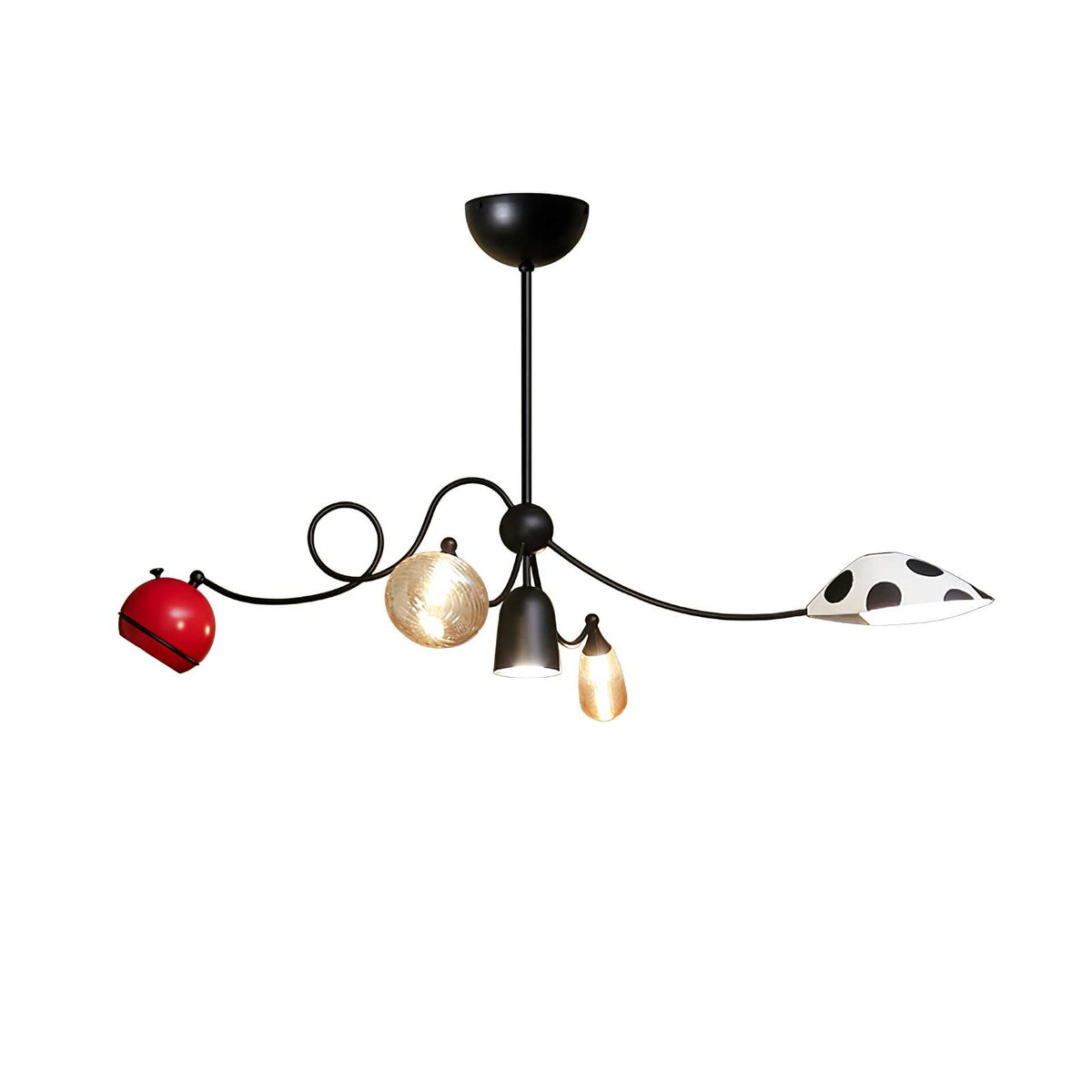 WhimsiLoop Sculptural Chandelier with Mixed Glass Shades