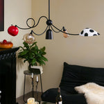 WhimsiLoop Sculptural Chandelier with Mixed Glass Shades