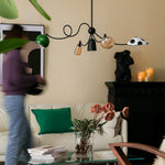 WhimsiLoop Sculptural Chandelier with Mixed Glass Shades