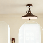 Whirl Ceiling Lamp – Modern Walnut & Chrome Flush Mount Light