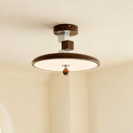 Whirl Ceiling Lamp – Modern Walnut & Chrome Flush Mount Light