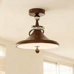 Whirl Ceiling Lamp – Modern Walnut & Chrome Flush Mount Light