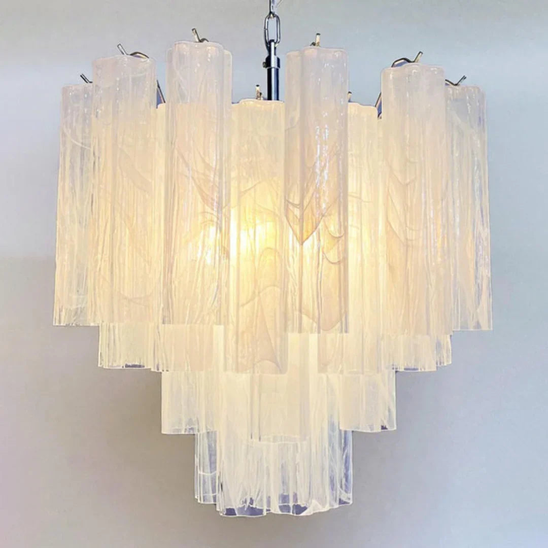 White Glass Tube Chandelier