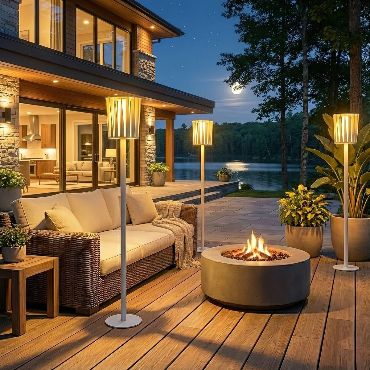 White Column Outdoor Floor Lamp – Modern Aluminum Garden Light