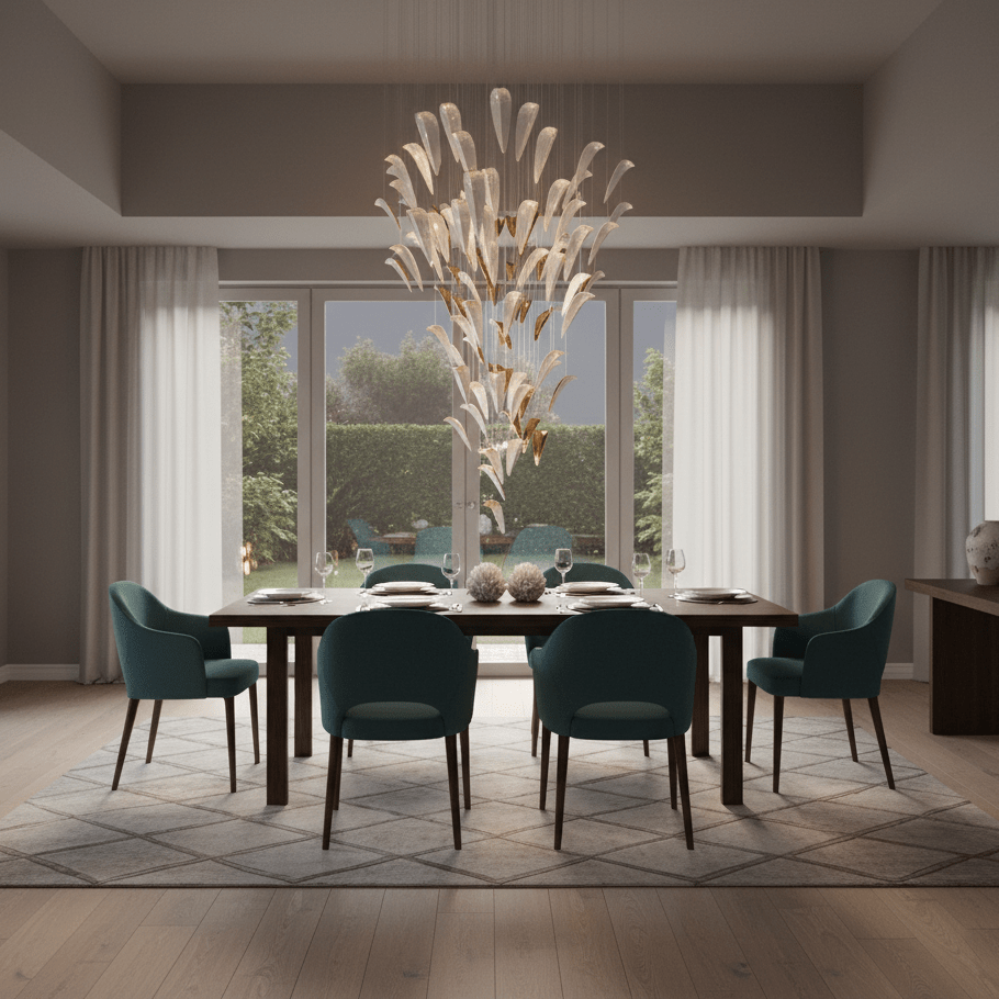 White Feather Art Deco Glass Chandelier – Customizable Modern LED Pendant Light