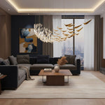 White Feather Art Deco Glass Chandelier – Customizable Modern LED Pendant Light