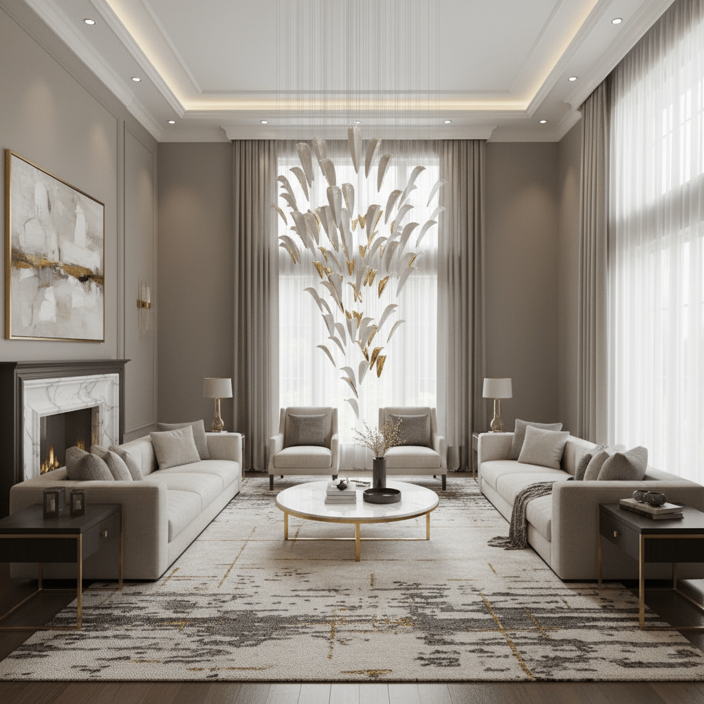 White Feather Art Deco Glass Chandelier – Customizable Modern LED Pendant Light
