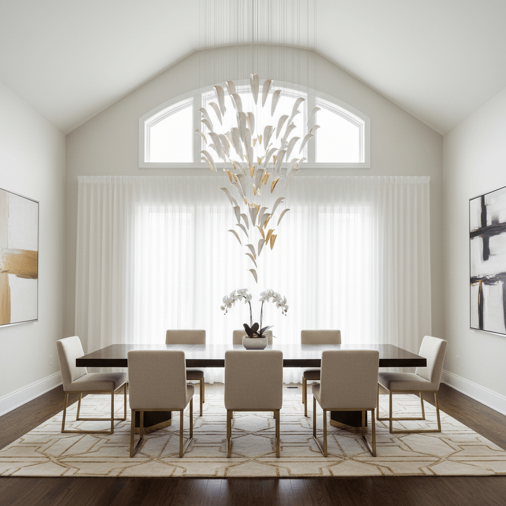 White Feather Art Deco Glass Chandelier – Customizable Modern LED Pendant Light