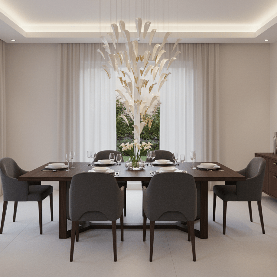 White Feather Art Deco Glass Chandelier – Customizable Modern LED Pendant Light