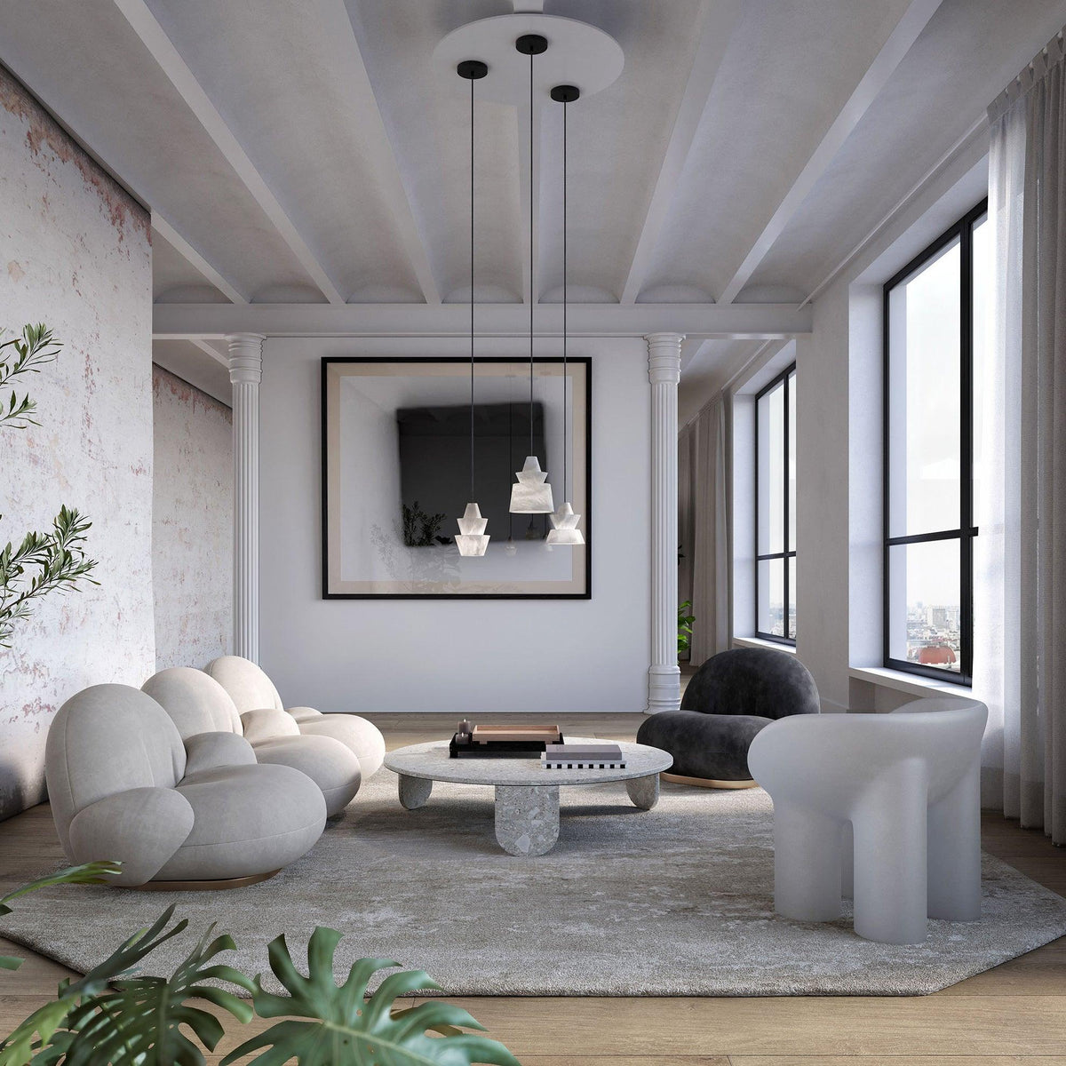 Strata Alabaster Pendant Light – Modern Sculptural Ceiling Lamp