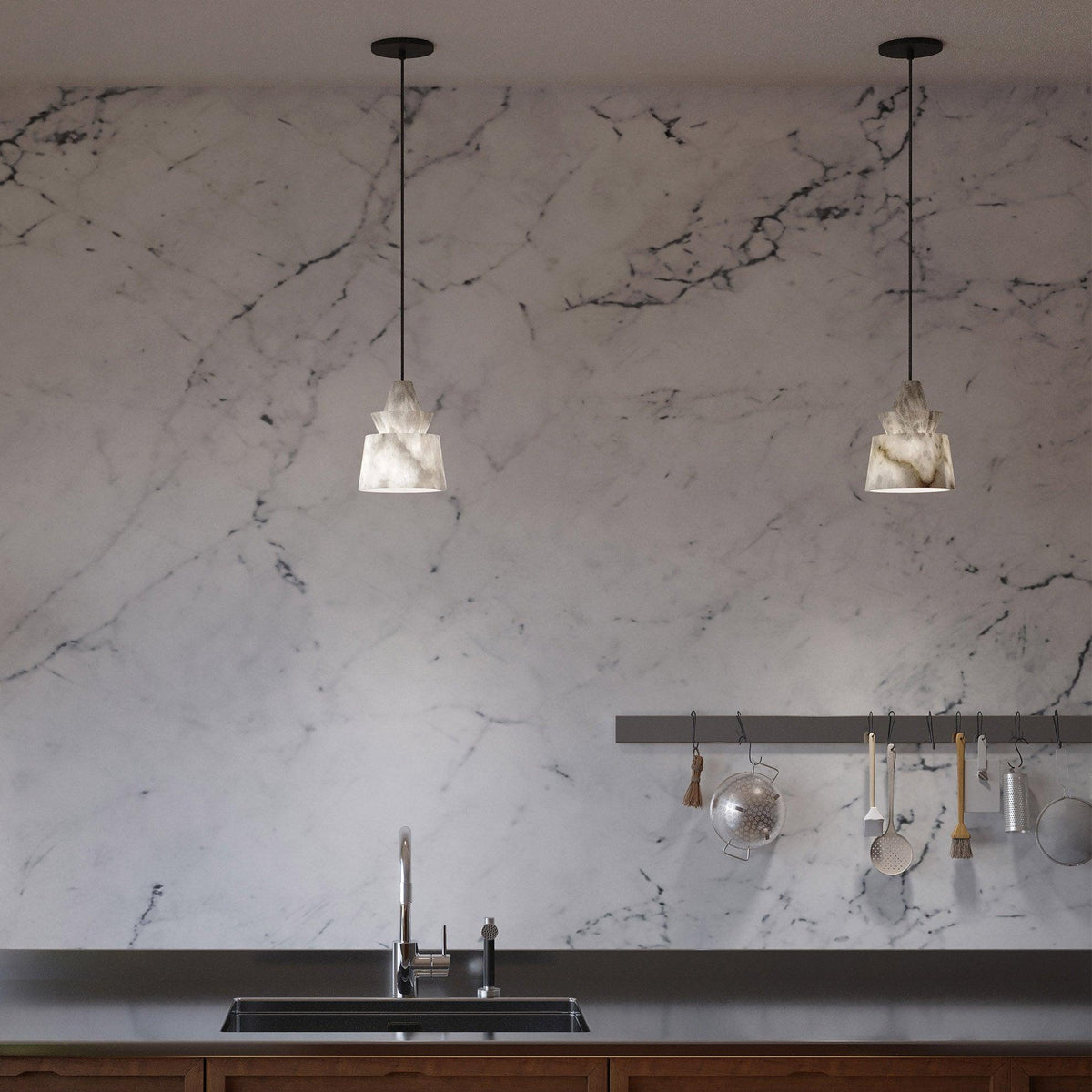Strata Alabaster Pendant Light – Modern Sculptural Ceiling Lamp