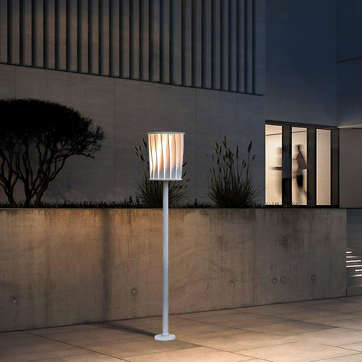 White Column Outdoor Floor Lamp – Modern Aluminum Garden Light