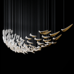 White Feather Art Deco Glass Chandelier – Customizable Modern LED Pendant Light