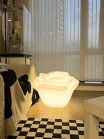 White Rose LED Table Lamp – Sculptural Petal Design for Modern Interiors