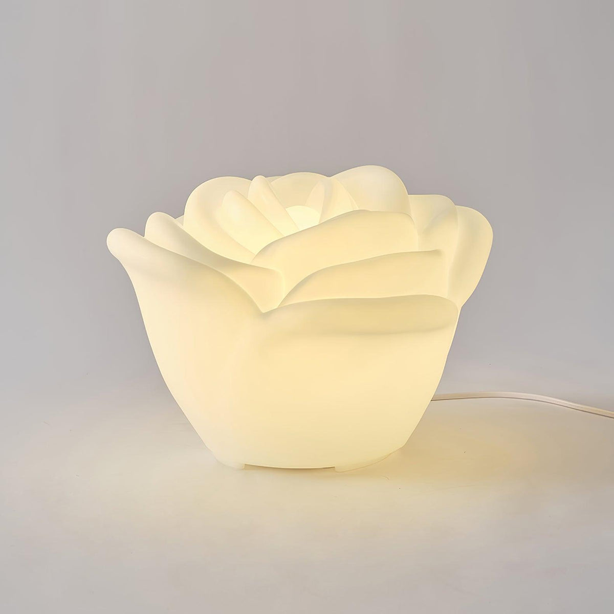 White Rose LED Table Lamp – Sculptural Petal Design for Modern Interiors