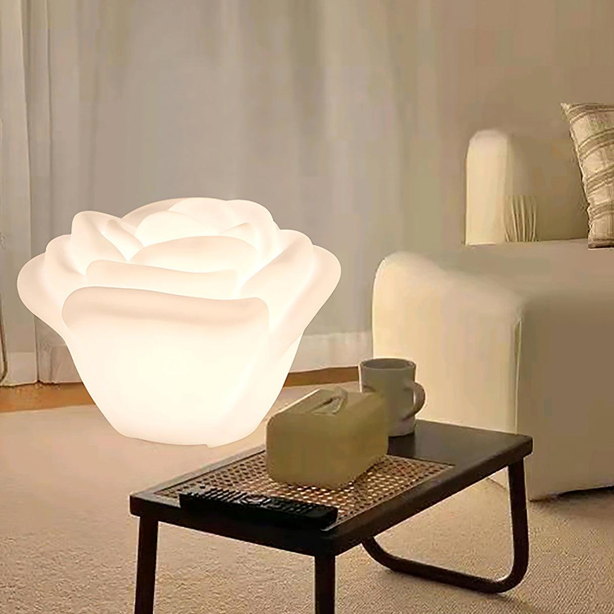 White Rose LED Table Lamp – Sculptural Petal Design for Modern Interiors