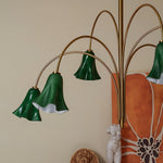 Willow Belle Six-Light Brass and Green Glass Chandelier for Dining and Living Rooms