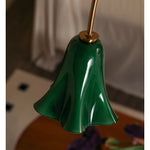 Willow Belle Six-Light Brass and Green Glass Chandelier for Dining and Living Rooms