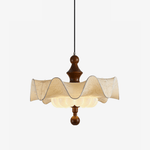Willow Whisper Scalloped Pendant Light with Wood Accents