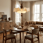 Willow Whisper Scalloped Pendant Light with Wood Accents