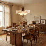 Willow Whisper Scalloped Pendant Light with Wood Accents