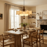 Willow Whisper Scalloped Pendant Light with Wood Accents