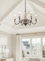 Willowbrook Farmhouse Chandelier – Rustic Wood & Metal 6-Light Pendant