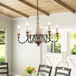 Willowbrook Farmhouse Chandelier – Rustic Wood & Metal 6-Light Pendant