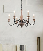 Willowbrook Farmhouse Chandelier – Rustic Wood & Metal 6-Light Pendant