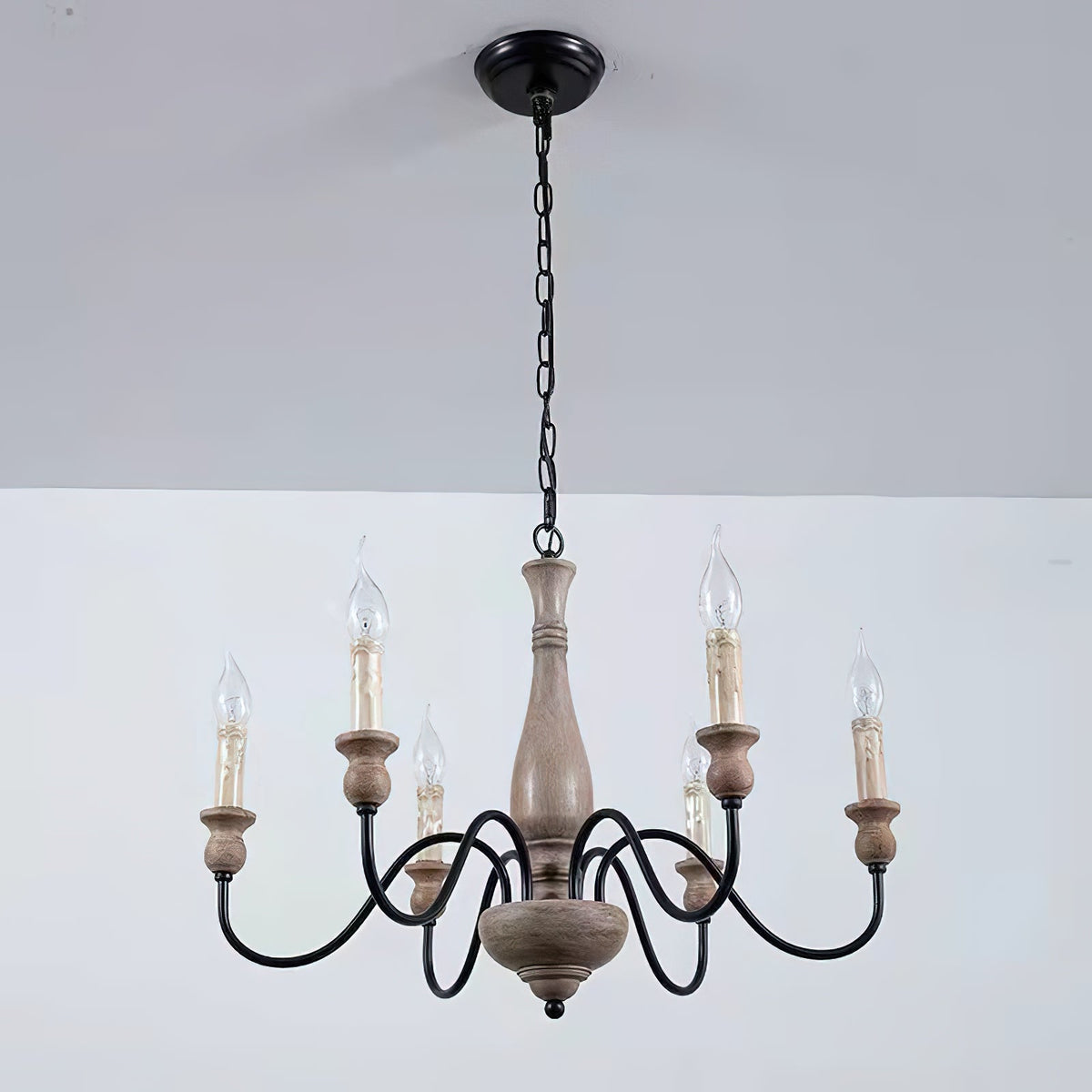 Willowbrook Farmhouse Chandelier – Rustic Wood & Metal 6-Light Pendant