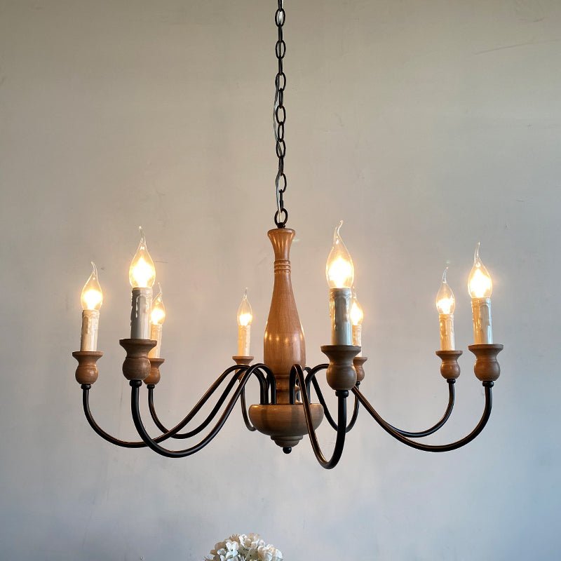 Willowbrook Farmhouse Chandelier – Rustic Wood & Metal 6-Light Pendant