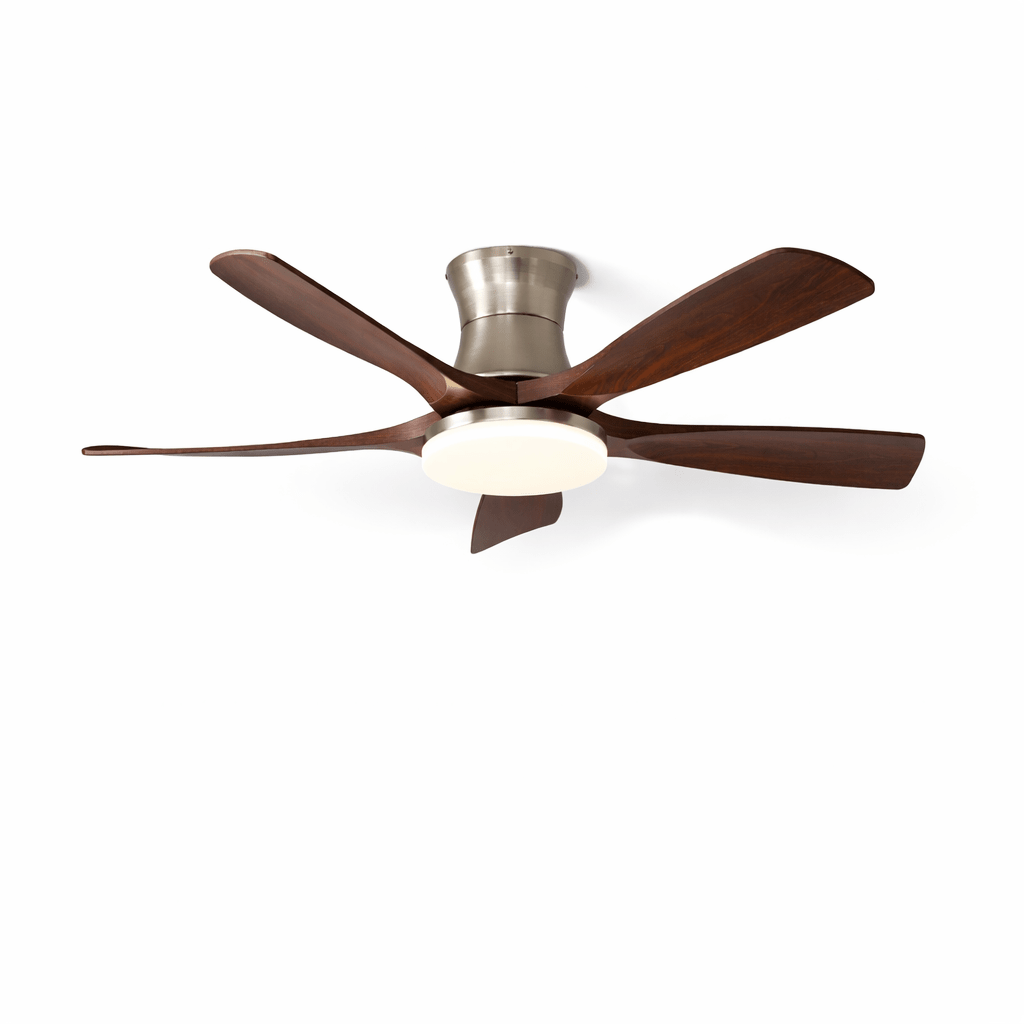 Windara Ceiling Fan with LED Light, Walnut & Nickel, 56"