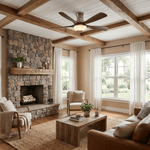 Windara Ceiling Fan with LED Light, Walnut & Nickel, 56"