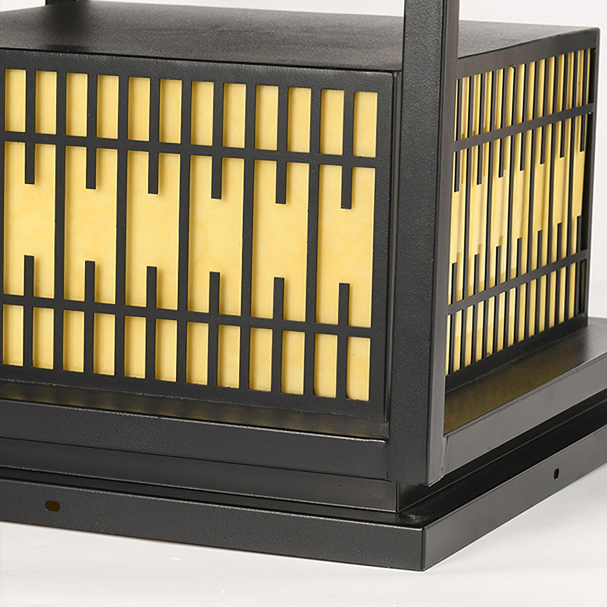 Window Grille Outdoor Post Light in Black & White with Alabaster Panels