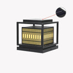 Window Grille Outdoor Post Light in Black & White with Alabaster Panels