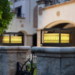 Window Grille Outdoor Post Light in Black & White with Alabaster Panels