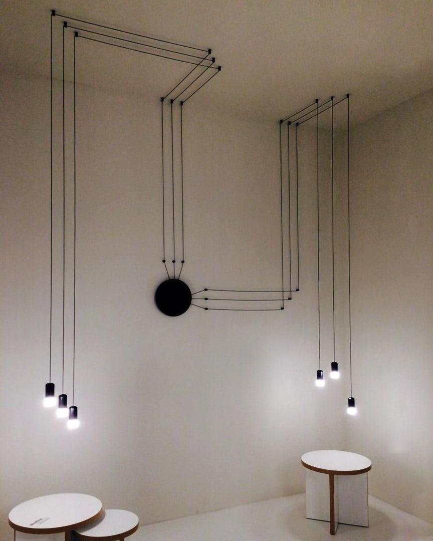 Line Form Pendant Light – Minimalist Geometric LED Chandelier