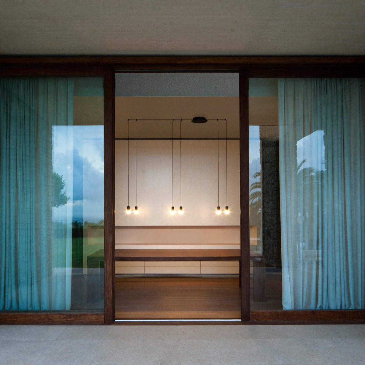 Line Form Pendant Light – Minimalist Geometric LED Chandelier