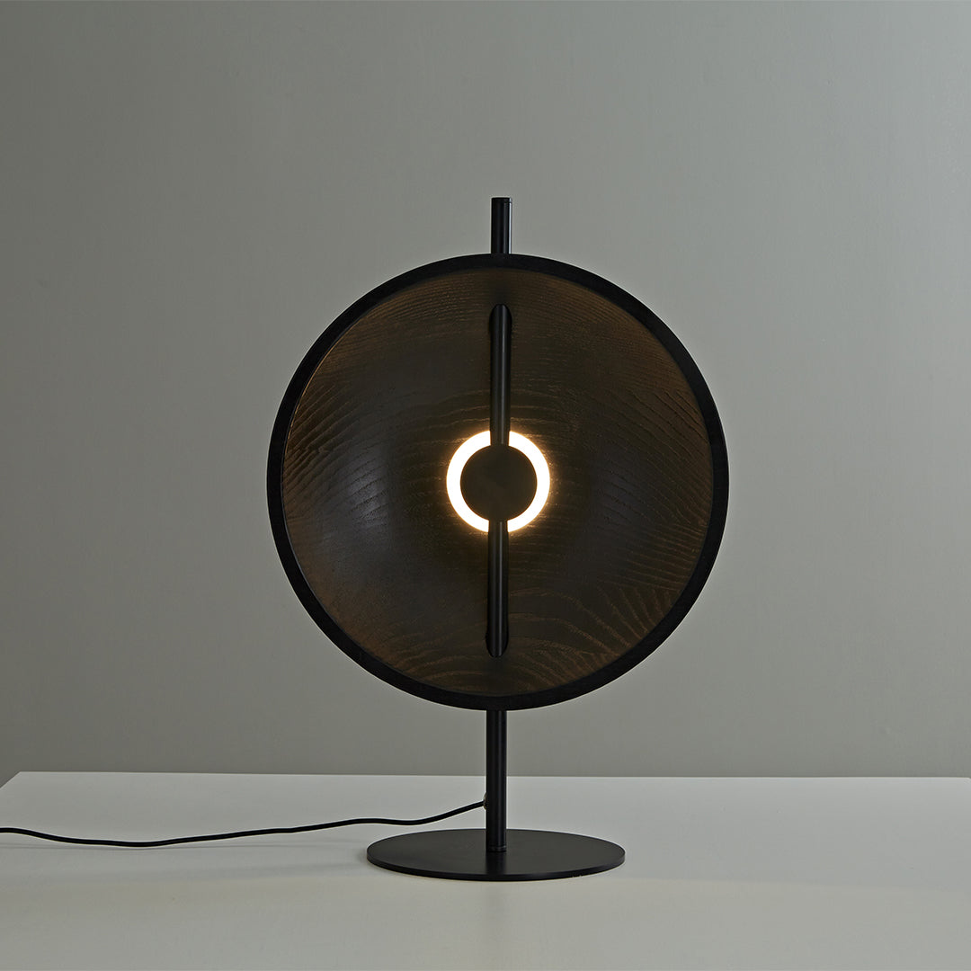 Modern Wood Table Lamp with Warm LED Light for Bedroom and Living Room