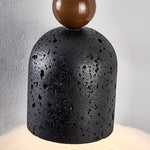 Walnut Wood Bead Travertine Pendant Light, Natural Stone Shade