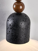 Walnut Wood Bead Travertine Pendant Light, Natural Stone Shade