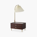 Reclaimed Wood Drawer Table Lamp with Fabric Shade