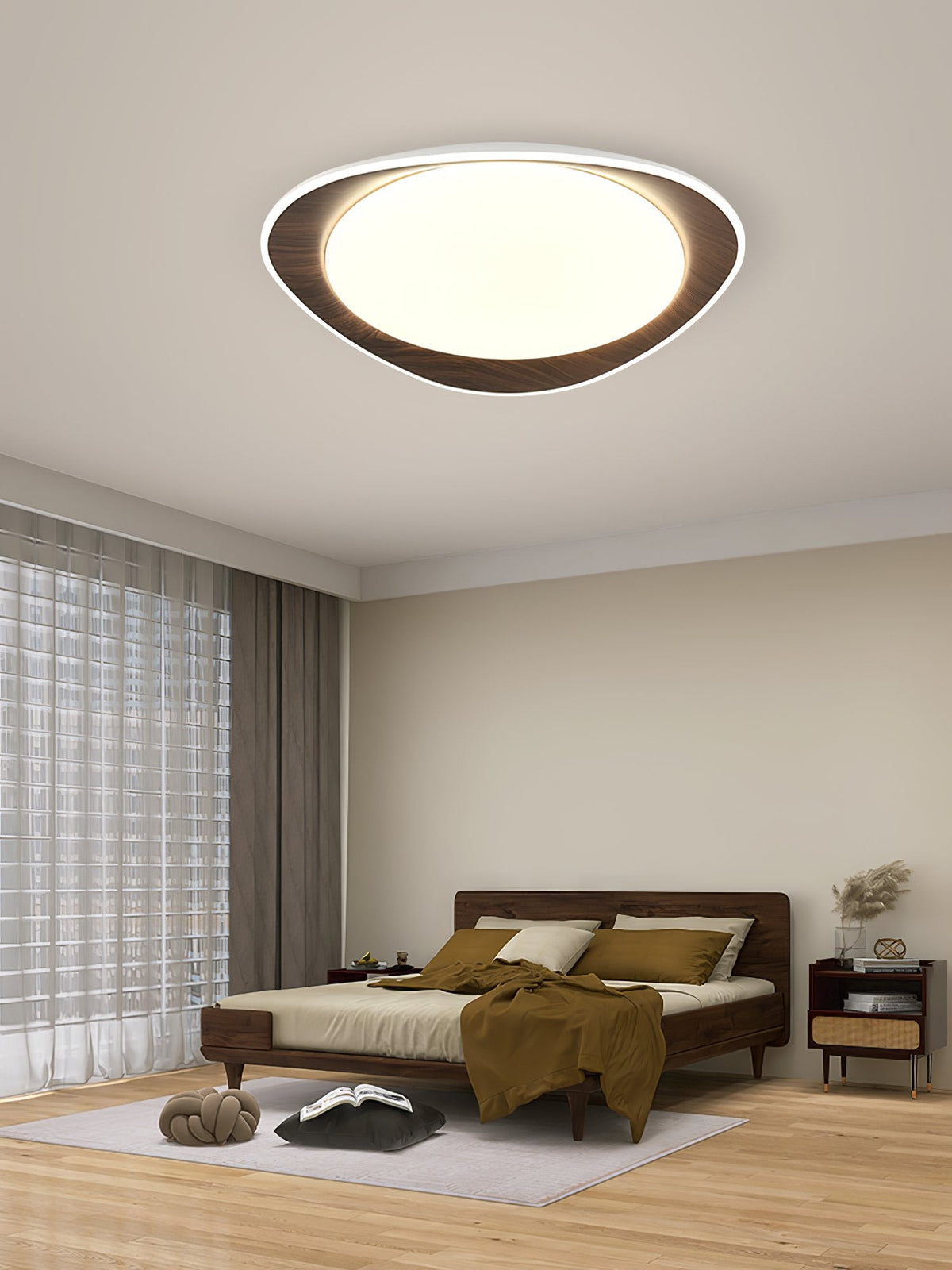 Wood Grain Flying Cake Ceiling Lamp