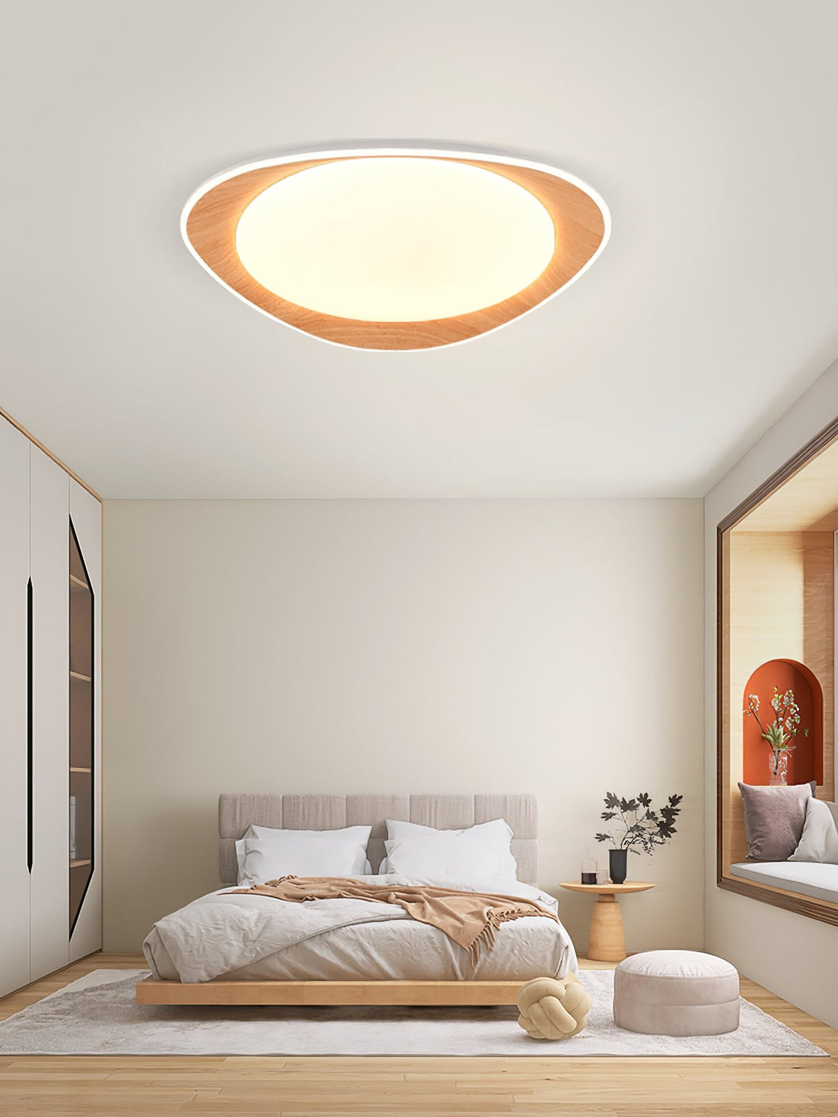 Wood Grain Flying Cake Ceiling Lamp