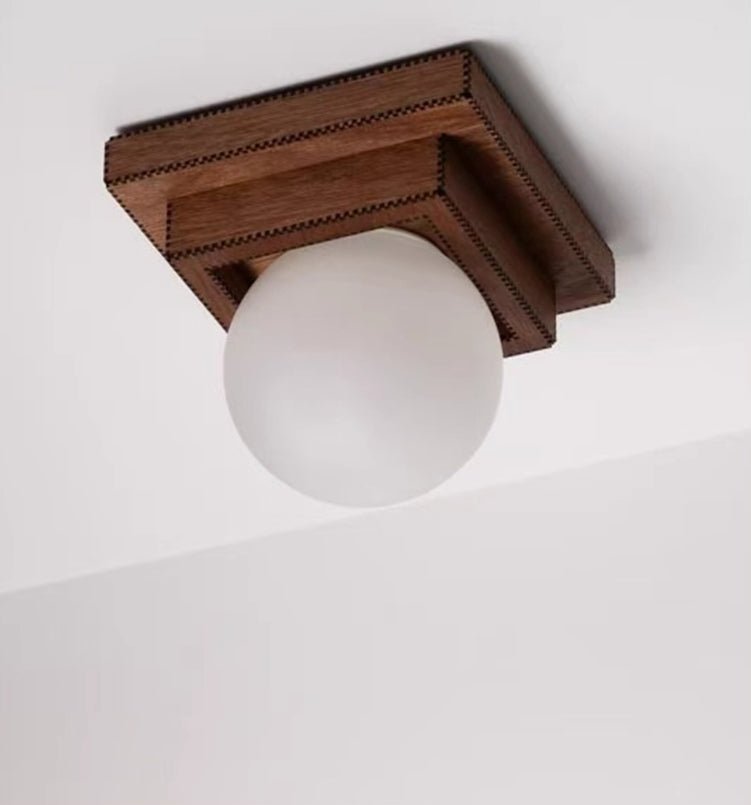 Layered Wood Globe Wall Sconce | Modern LED Wall Light for Bedroom & Living Room