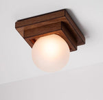 Layered Wood Globe Wall Sconce | Modern LED Wall Light for Bedroom & Living Room