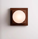 Layered Wood Globe Wall Sconce | Modern LED Wall Light for Bedroom & Living Room